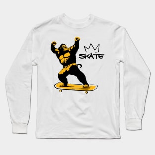 king skater gorilla Long Sleeve T-Shirt